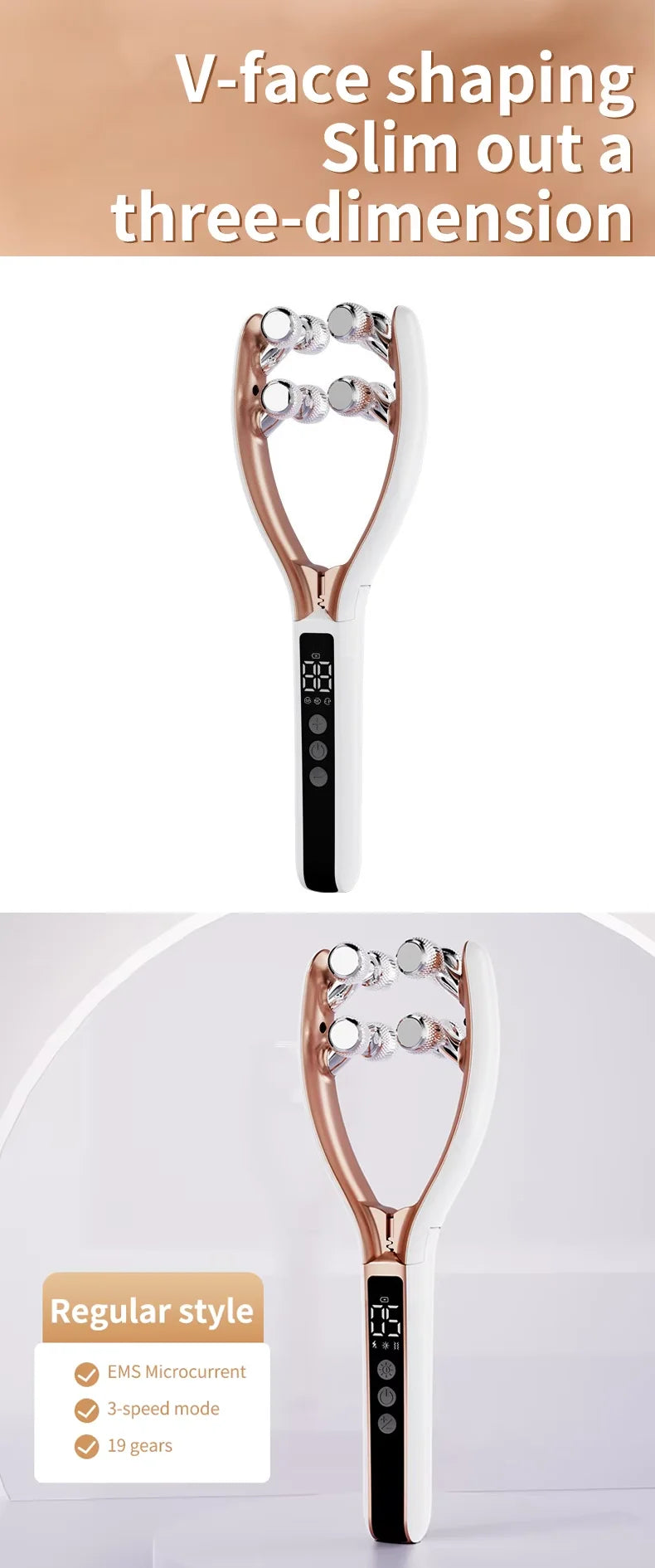 Professional Facial Massage Multi-functional V-shaped Roller Massage Device