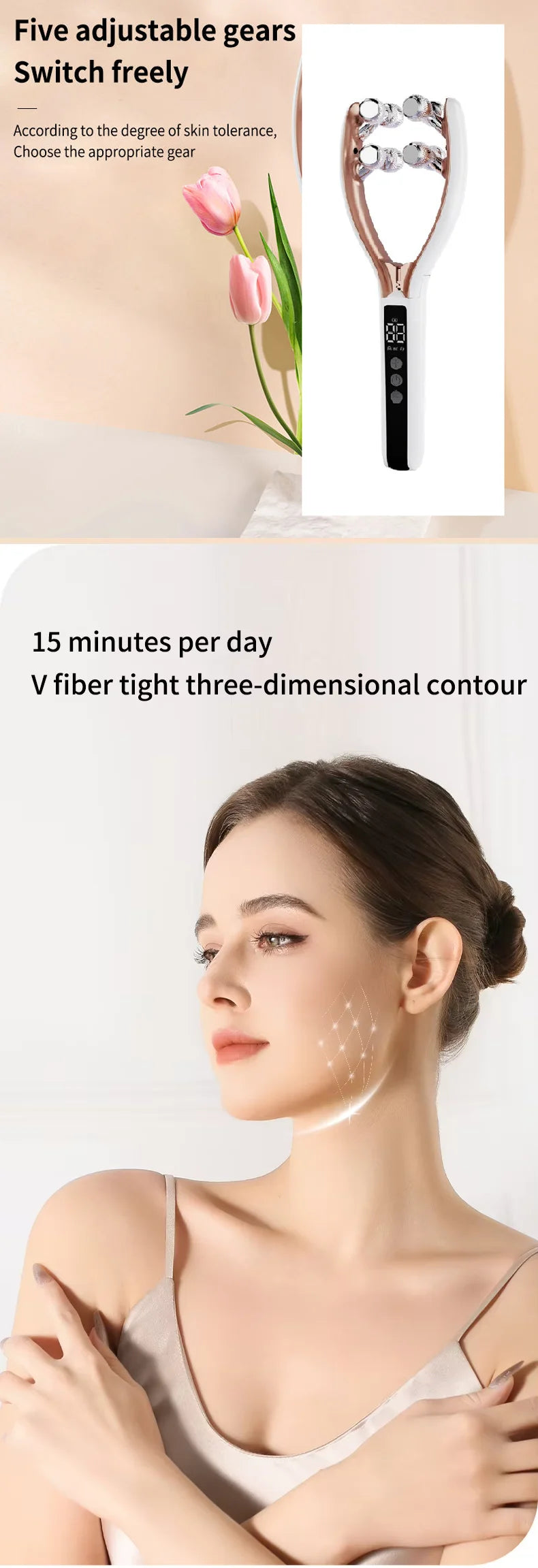 Professional Facial Massage Multi-functional V-shaped Roller Massage Device